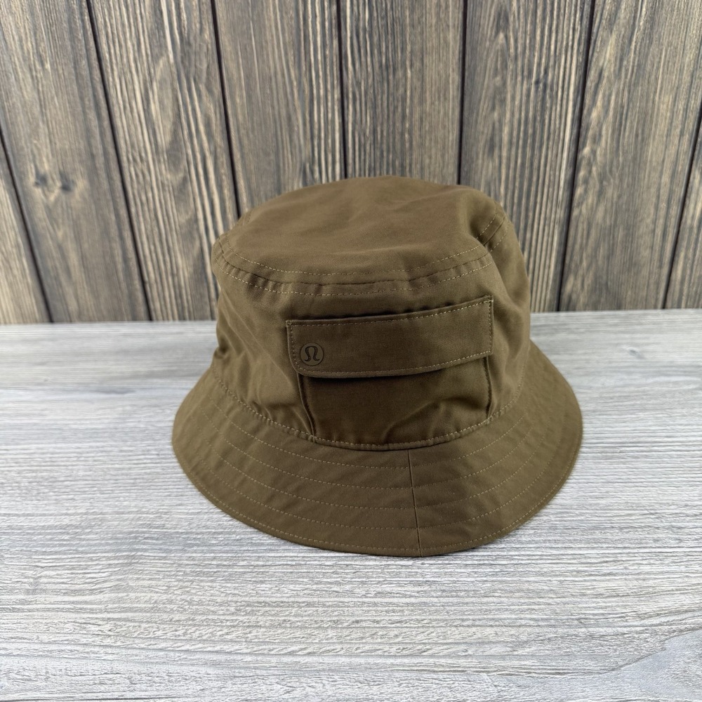 Lululemon Utility Pocket Bucket Hat Brown S/M Cotton Blend Unisex Logo Cap